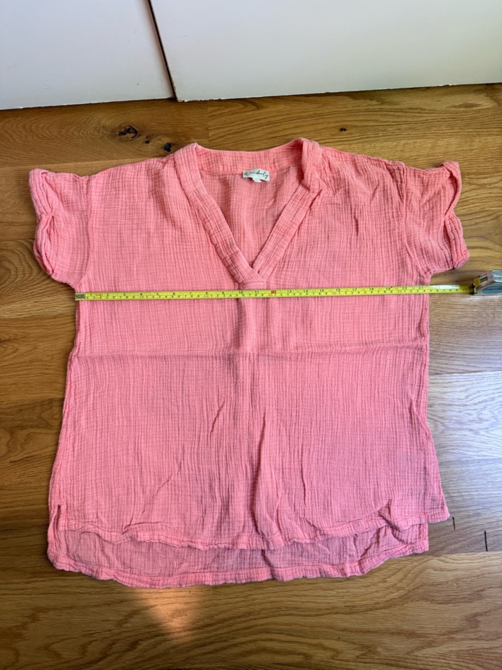 Women's Pink V-Neck Cotton Gauze Top